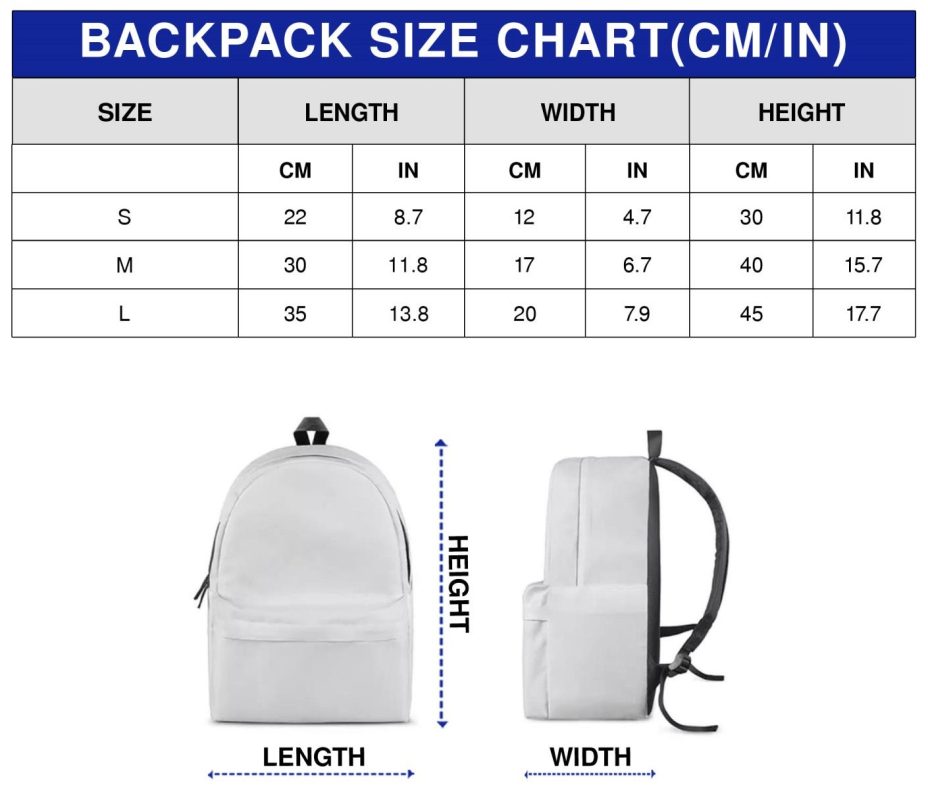 Backpack Size Chart