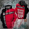 Liverpool FC Red Black Never Give Up Pullover Hoodie