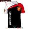 Manchester United Custom Name Black Red Polo Shirt V7