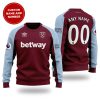 West Ham United FC Custom Name Number Christmas Sweater