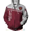 West Ham United FC Red White Zip Up Hoodie