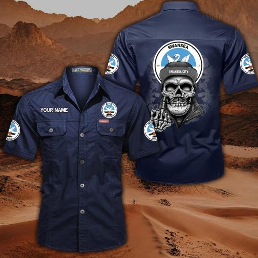 Swansea City AFC Custom Name Cool Skull Statement Shirt Swansea City AFC Custom Name Cool Skull Statement Shirt