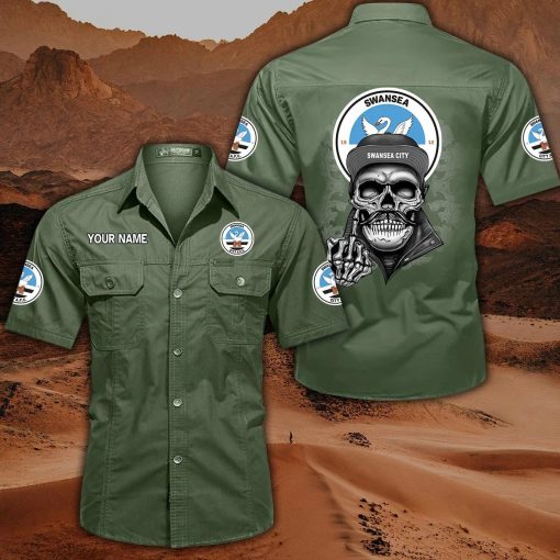 Swansea City AFC Custom Name Cool Skull Statement Shirt Swansea City AFC Custom Name Cool Skull Statement Shirt