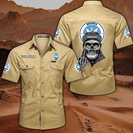 Swansea City AFC Custom Name Cool Skull Statement Shirt Swansea City AFC Custom Name Cool Skull Statement Shirt