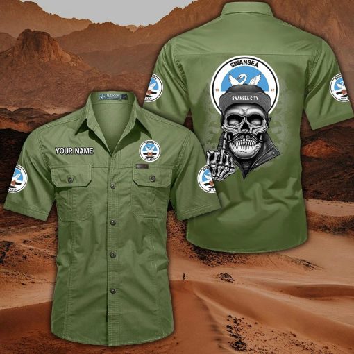 Swansea City AFC Custom Name Cool Skull Statement Shirt Swansea City AFC Custom Name Cool Skull Statement Shirt