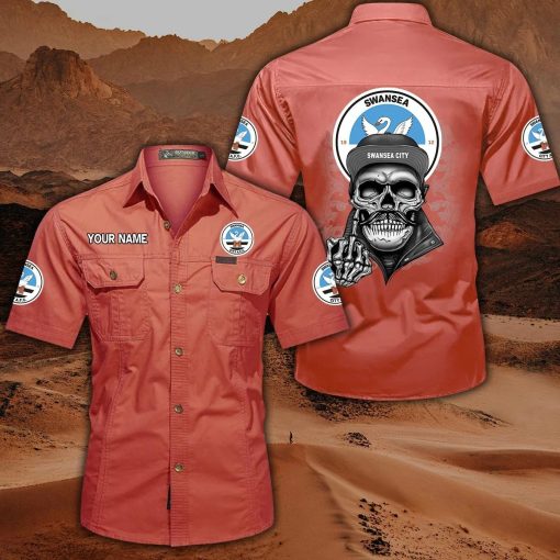 Swansea City AFC Custom Name Cool Skull Statement Shirt Swansea City AFC Custom Name Cool Skull Statement Shirt