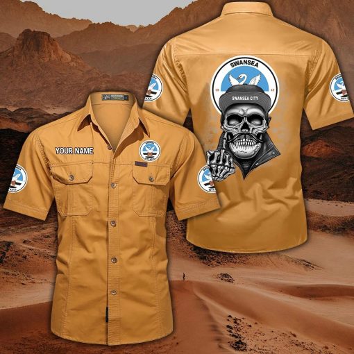 Swansea City AFC Custom Name Cool Skull Statement Shirt Swansea City AFC Custom Name Cool Skull Statement Shirt