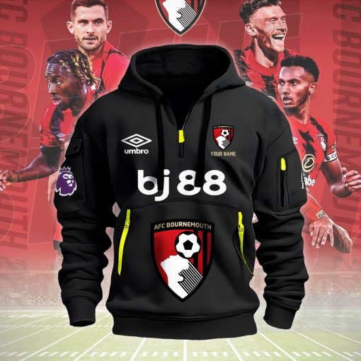 AFC Bournemouth Custom Name New Version Quarter Zip Hoodie AFC Bournemouth Custom Name New Version Quarter Zip Hoodie