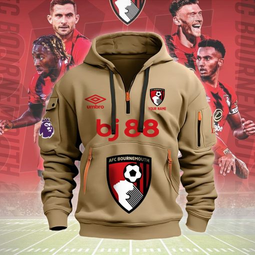AFC Bournemouth Custom Name New Version Quarter Zip Hoodie AFC Bournemouth Custom Name New Version Quarter Zip Hoodie