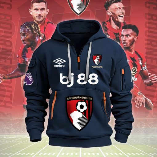 AFC Bournemouth Custom Name New Version Quarter Zip Hoodie AFC Bournemouth Custom Name New Version Quarter Zip Hoodie