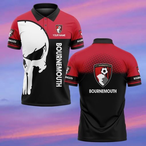 AFC Bournemouth Custom Name New Edition Skull Polo Shirt