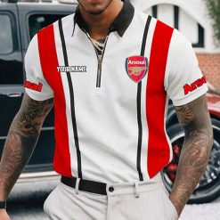 Arsenal FC Custom Name New Version Zipper Polo Shirt