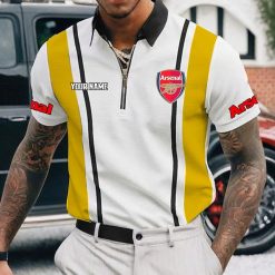Arsenal FC Custom Name New Version Zipper Polo Shirt