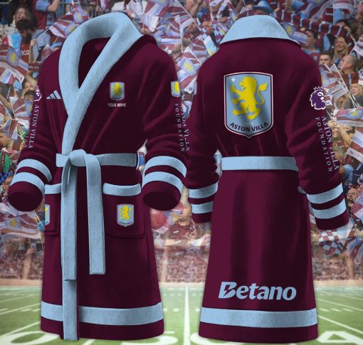 Aston Villa FC Custom Name New Version Fleece Bathrobe