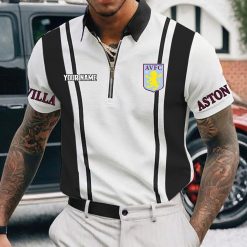 Aston Villa FC Custom Name New Version Zipper Polo Shirt