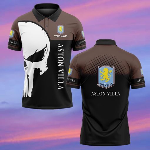 Aston Villa FC Custom Name New Edition Skull Polo Shirt Aston Villa FC Custom Name New Edition Skull Polo Shirt