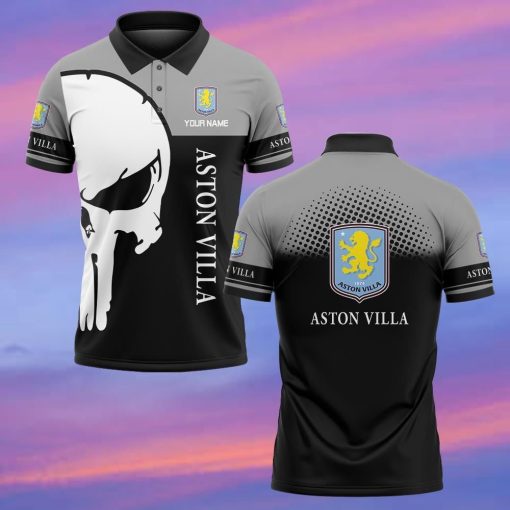 Aston Villa FC Custom Name New Edition Skull Polo Shirt
