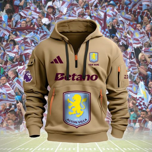 Aston Villa FC Custom Name New Version Quarter Zip Hoodie Aston Villa FC Custom Name New Version Quarter Zip Hoodie