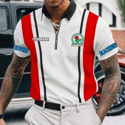 Blackburn Rovers FC Custom Name New Version Zipper Polo Shirt