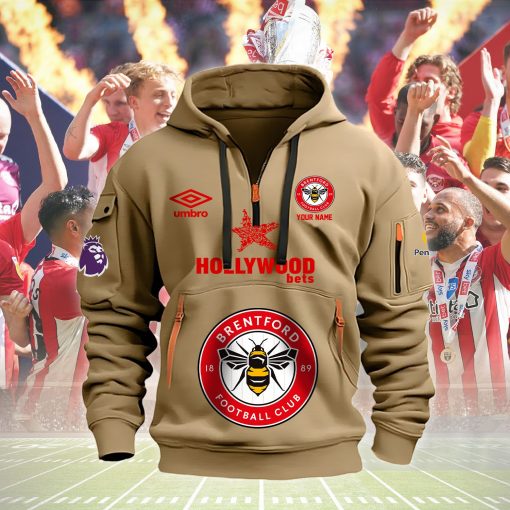 Brentford FC Custom Name New Version Quarter Zip Hoodie Brentford FC Custom Name New Version Quarter Zip Hoodie