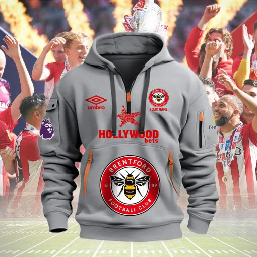 Brentford FC Custom Name New Version Quarter Zip Hoodie Brentford FC Custom Name New Version Quarter Zip Hoodie