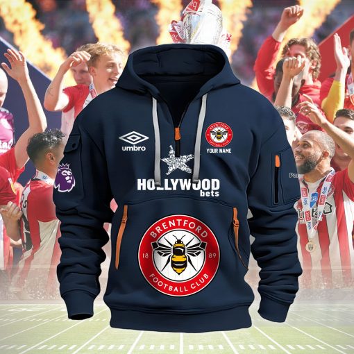 Brentford FC Custom Name New Version Quarter Zip Hoodie Brentford FC Custom Name New Version Quarter Zip Hoodie