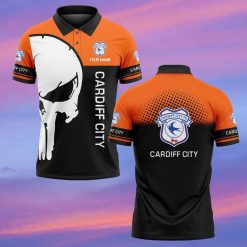 Cardiff City FC Custom Name New Edition Skull Polo Shirt
