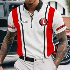Charlton Athletic FC Custom Name New Version Zipper Polo Shirt