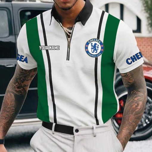 Chelsea FC Custom Name New Version Zipper Polo Shirt Chelsea FC Custom Name New Version Zipper Polo Shirt