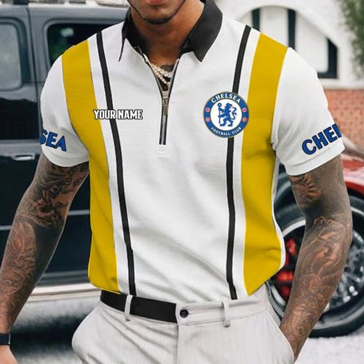 Chelsea FC Custom Name New Version Zipper Polo Shirt Chelsea FC Custom Name New Version Zipper Polo Shirt