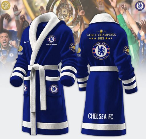 Chelsea FC Champion 2025 Custom Name New Version Fleece Bathrobe