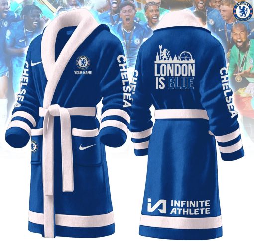 Chelsea FC London Is Blue Custom Name New Version Fleece Bathrobe