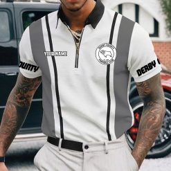 Derby County FC Custom Name New Version Zipper Polo Shirt