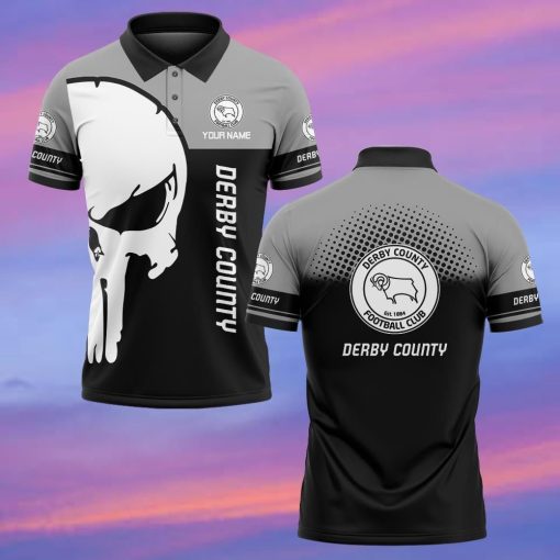 Derby County FC Custom Name New Edition Skull Polo Shirt