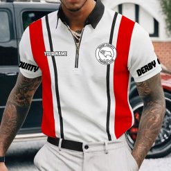 Derby County FC Custom Name New Version Zipper Polo Shirt