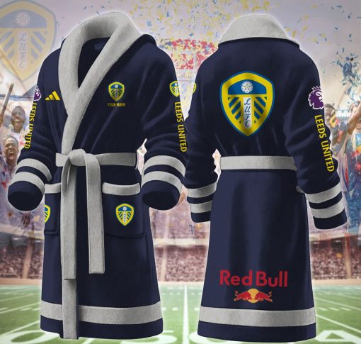 Leeds United Custom Name New Version Fleece Bathrobe