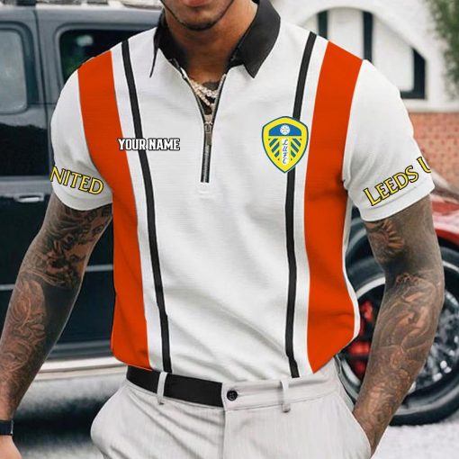 Leeds United Custom Name New Version Zipper Polo Shirt Leeds United Custom Name New Version Zipper Polo Shirt