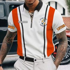Luton Town Custom Name New Version Zipper Polo Shirt