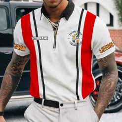 Luton Town Custom Name New Version Zipper Polo Shirt