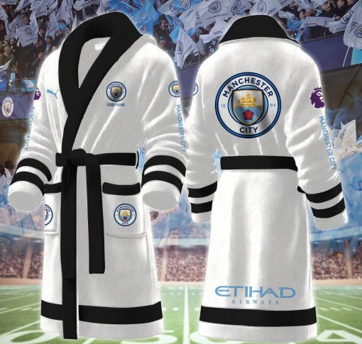 Manchester City Custom Name New Version Fleece Bathrobe