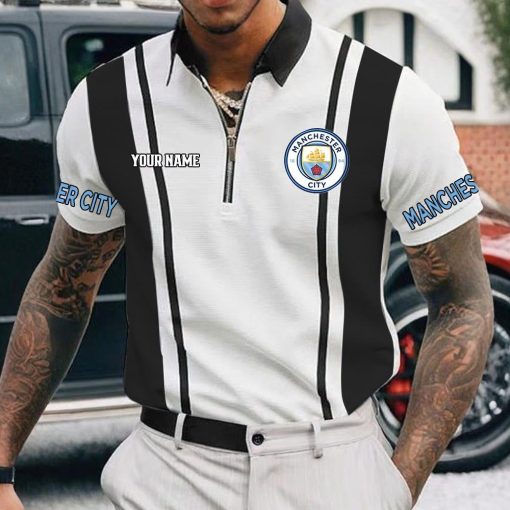 Manchester City Custom Name New Version Zipper Polo Shirt Manchester City Custom Name New Version Zipper Polo Shirt