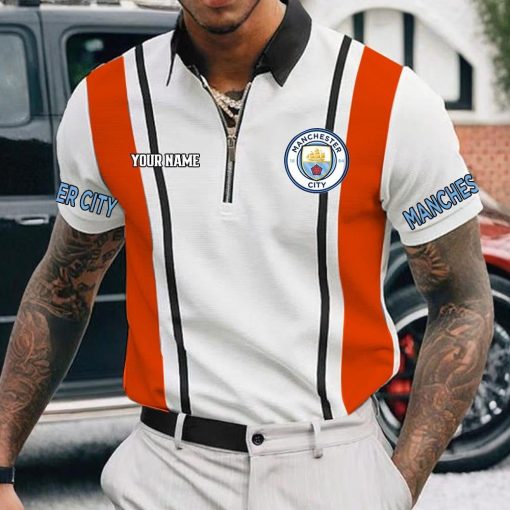 Manchester City Custom Name New Version Zipper Polo Shirt Manchester City Custom Name New Version Zipper Polo Shirt