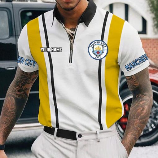 Manchester City Custom Name New Version Zipper Polo Shirt Manchester City Custom Name New Version Zipper Polo Shirt