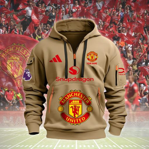 Manchester United Custom Name New Version Quarter Zip Hoodie Manchester United Custom Name New Version Quarter Zip Hoodie