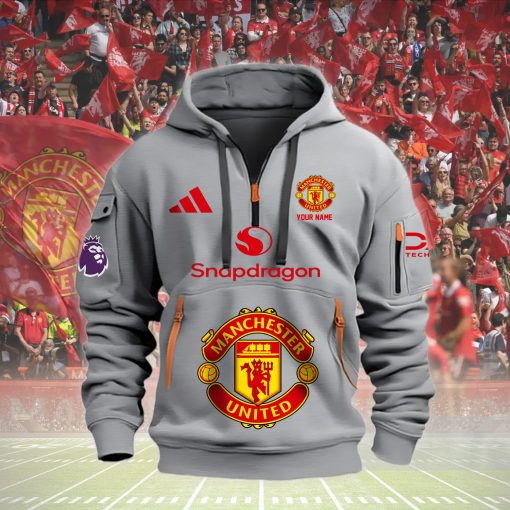 Manchester United Custom Name New Version Quarter Zip Hoodie Manchester United Custom Name New Version Quarter Zip Hoodie