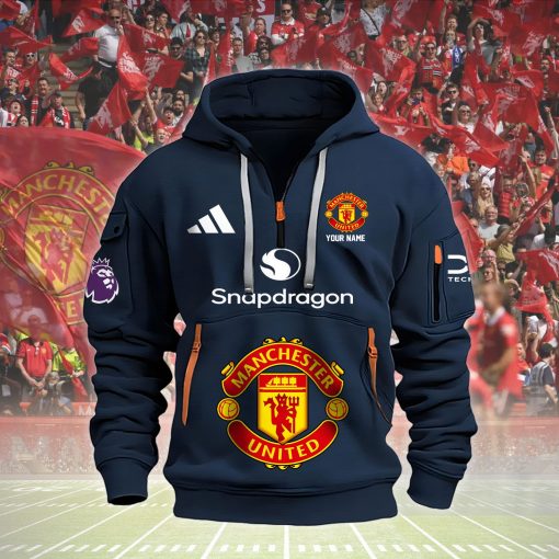 Manchester United Custom Name New Version Quarter Zip Hoodie Manchester United Custom Name New Version Quarter Zip Hoodie