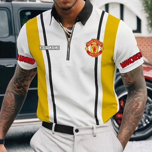 Manchester United Custom Name New Version Zipper Polo Shirt Manchester United Custom Name New Version Zipper Polo Shirt