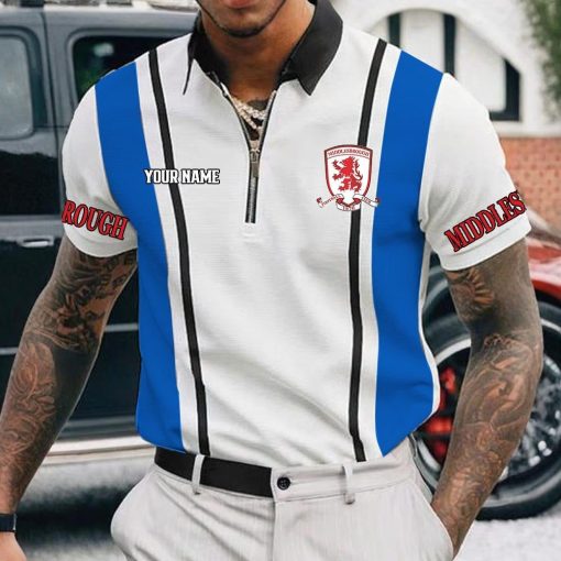 Middlesbrough FC Custom Name New Version Zipper Polo Shirt Middlesbrough FC Custom Name New Version Zipper Polo Shirt
