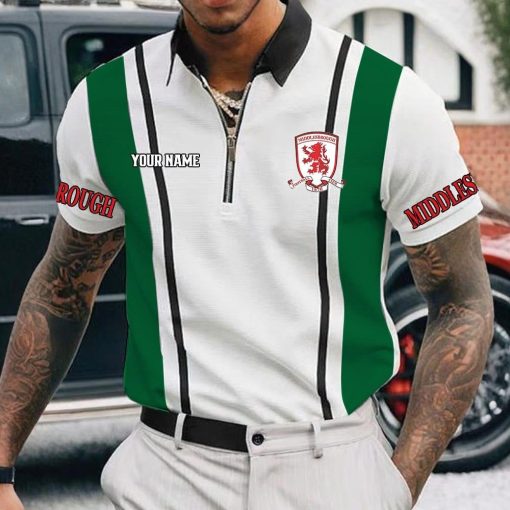 Middlesbrough FC Custom Name New Version Zipper Polo Shirt Middlesbrough FC Custom Name New Version Zipper Polo Shirt
