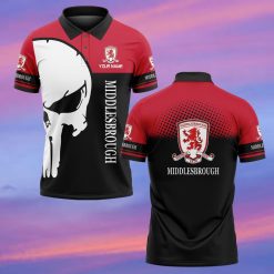 Middlesbrough FC Custom Name New Edition Skull Polo Shirt